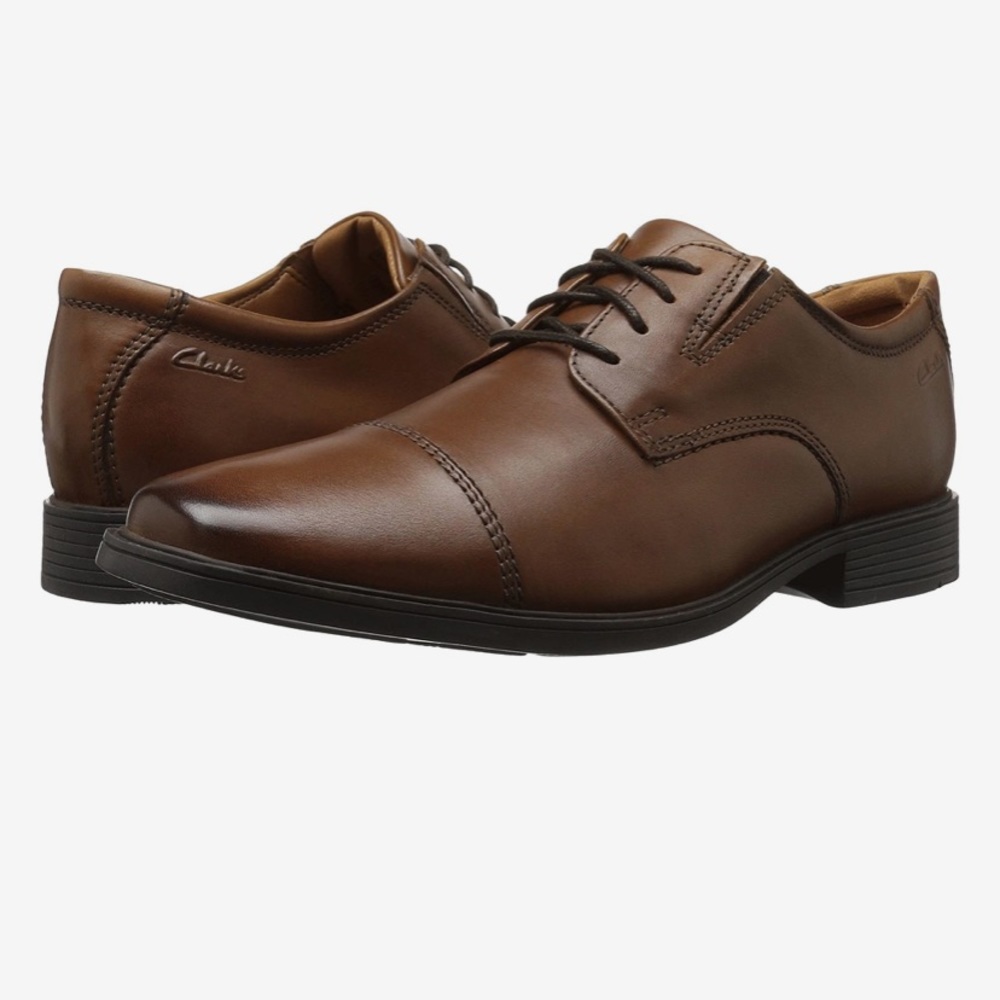 NWT CLARKS Tilden Cap Dark Tan Shoe
